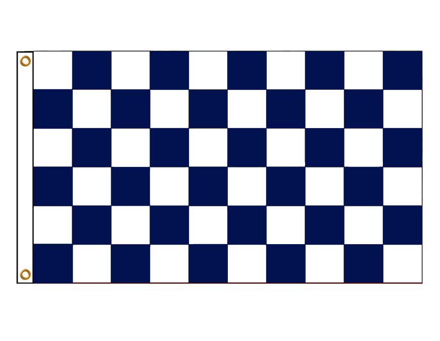 Chequered - Navy Blue & White